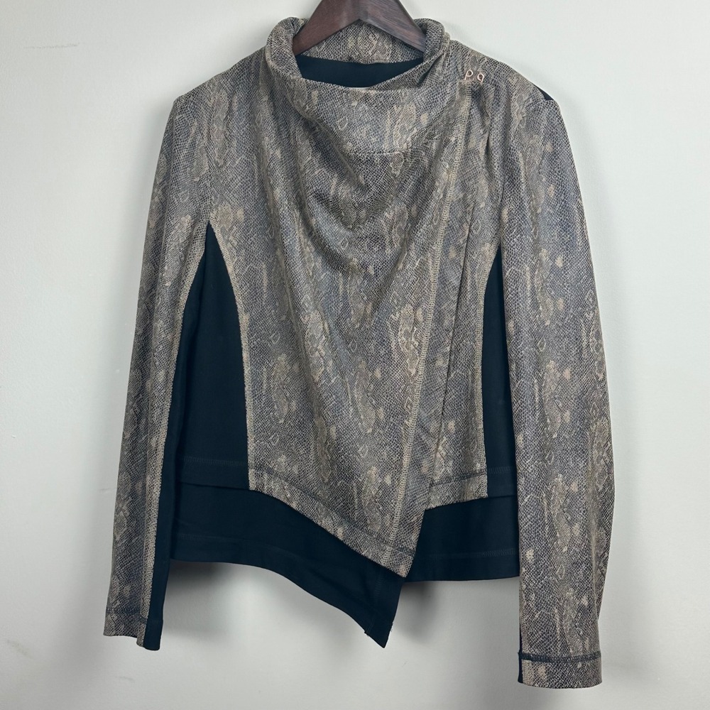 Rachel Rachel Roy XL Snakeskin Print Moto Jacket Asymmetrical Mixed Media
